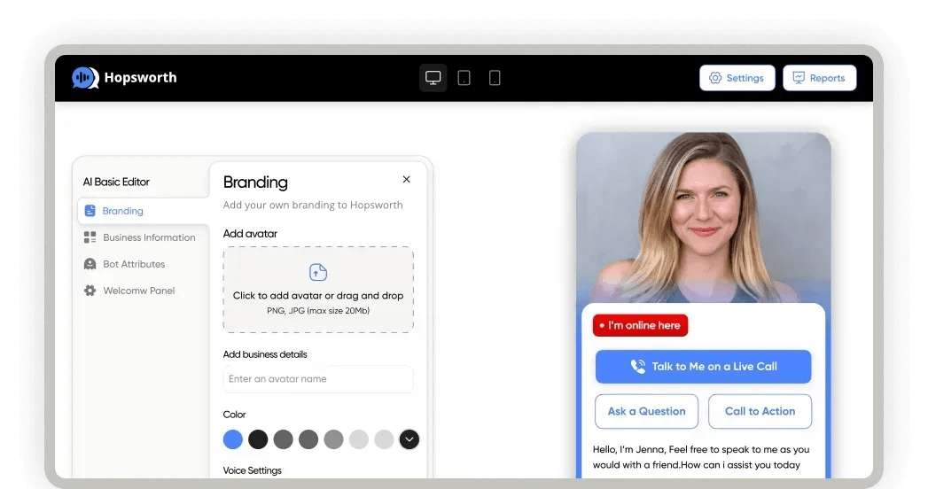 Screenshot of Hopsworth branding editor